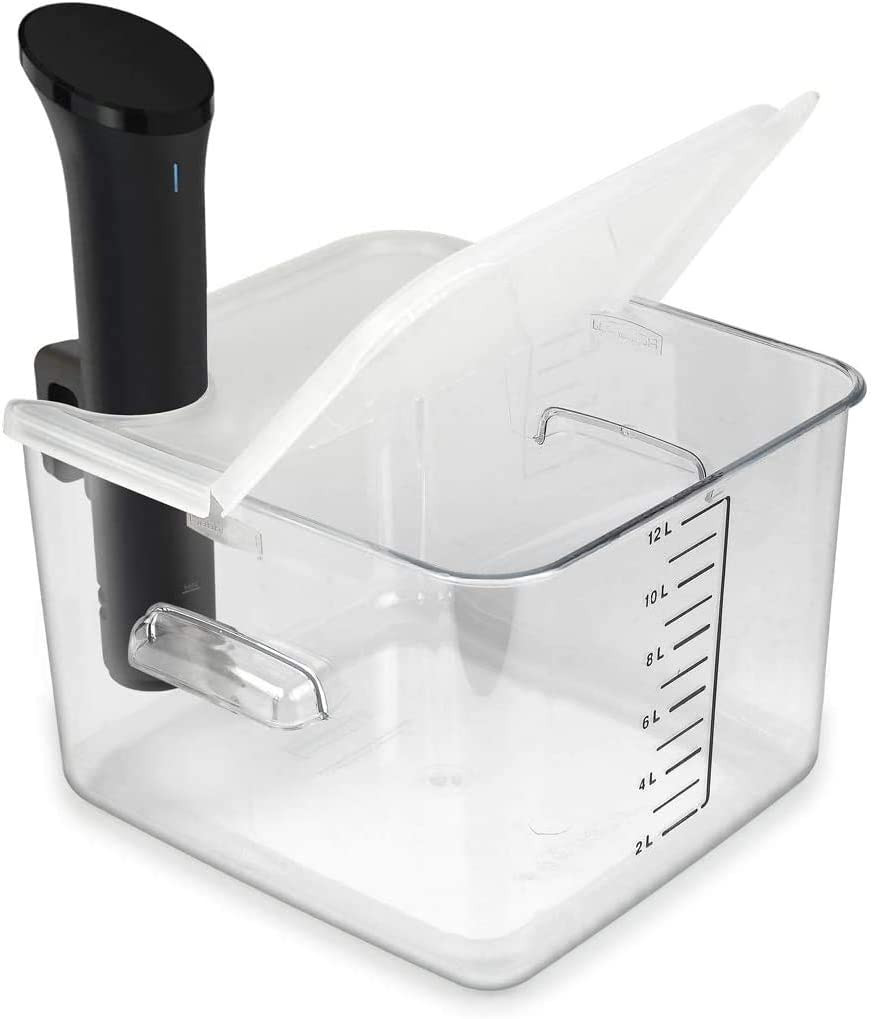 Sous Vide Container 12 Quart Collapsible Hinged Lid For Cooker Transparent