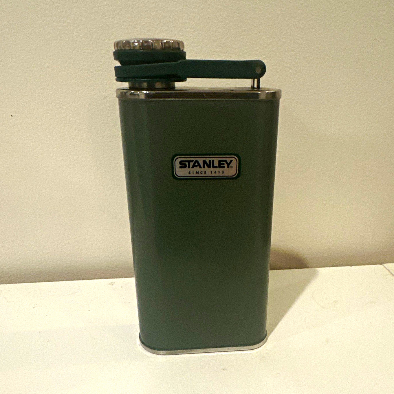 Stanley 8 oz Stainless Steel Hip Flask Green/Silver Attached Screw Cap