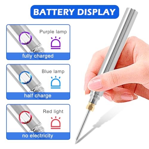 Cordless Soldering Iron Kit, Rechargeable 1100mah 5V 15W Rapid Heat Silver