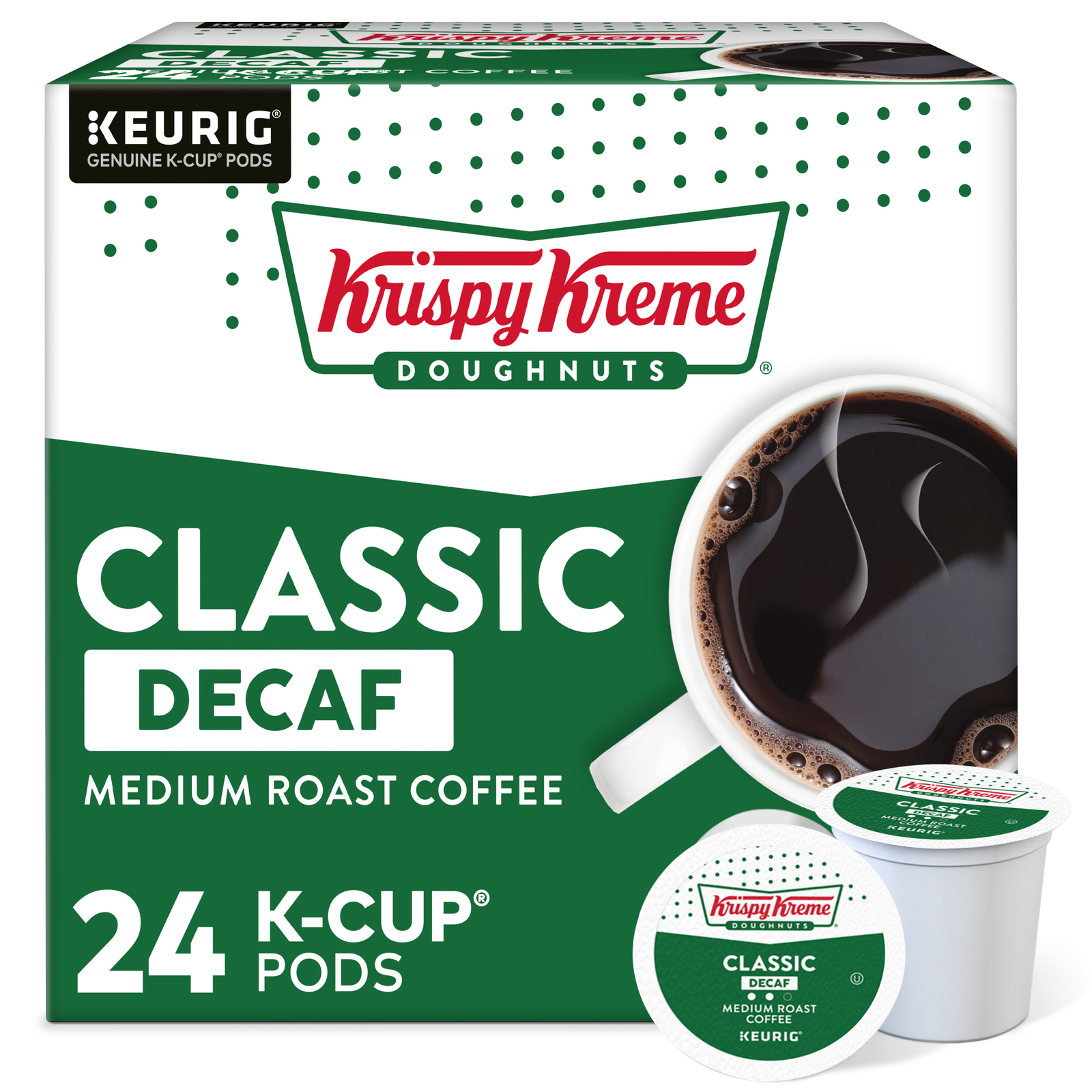 Krispy Kreme Classic Decaf Coffee, Keurig Single Serve K-Cup Pods, 24 Count