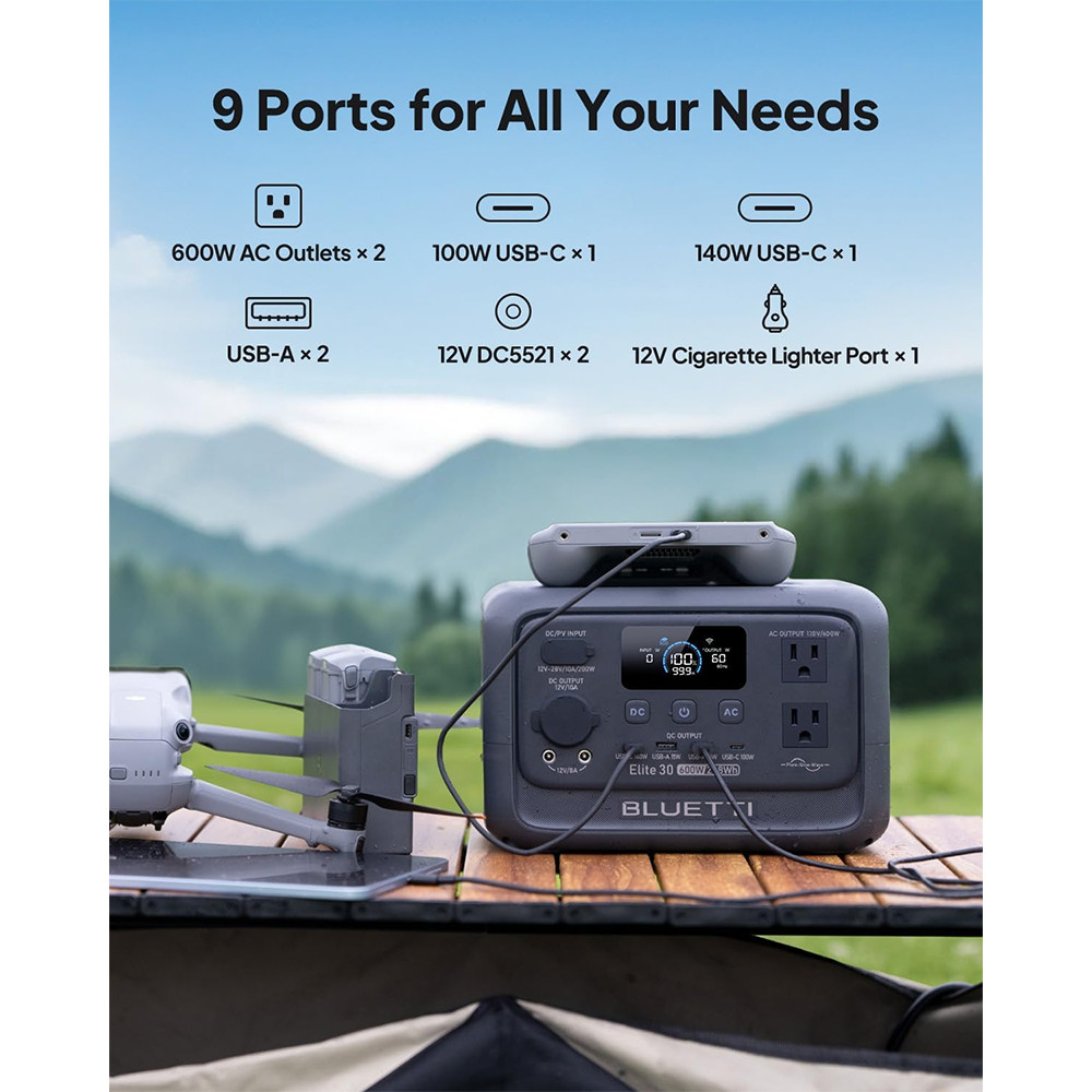 BLUETTI Elite 30 V2 288Wh Portable Power Station Generator for Road Trip