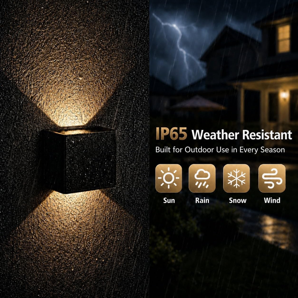 T-SUN 6-Pack Outdoor Solar Up/Down Wall Sconces, IP65 Decorative Lights