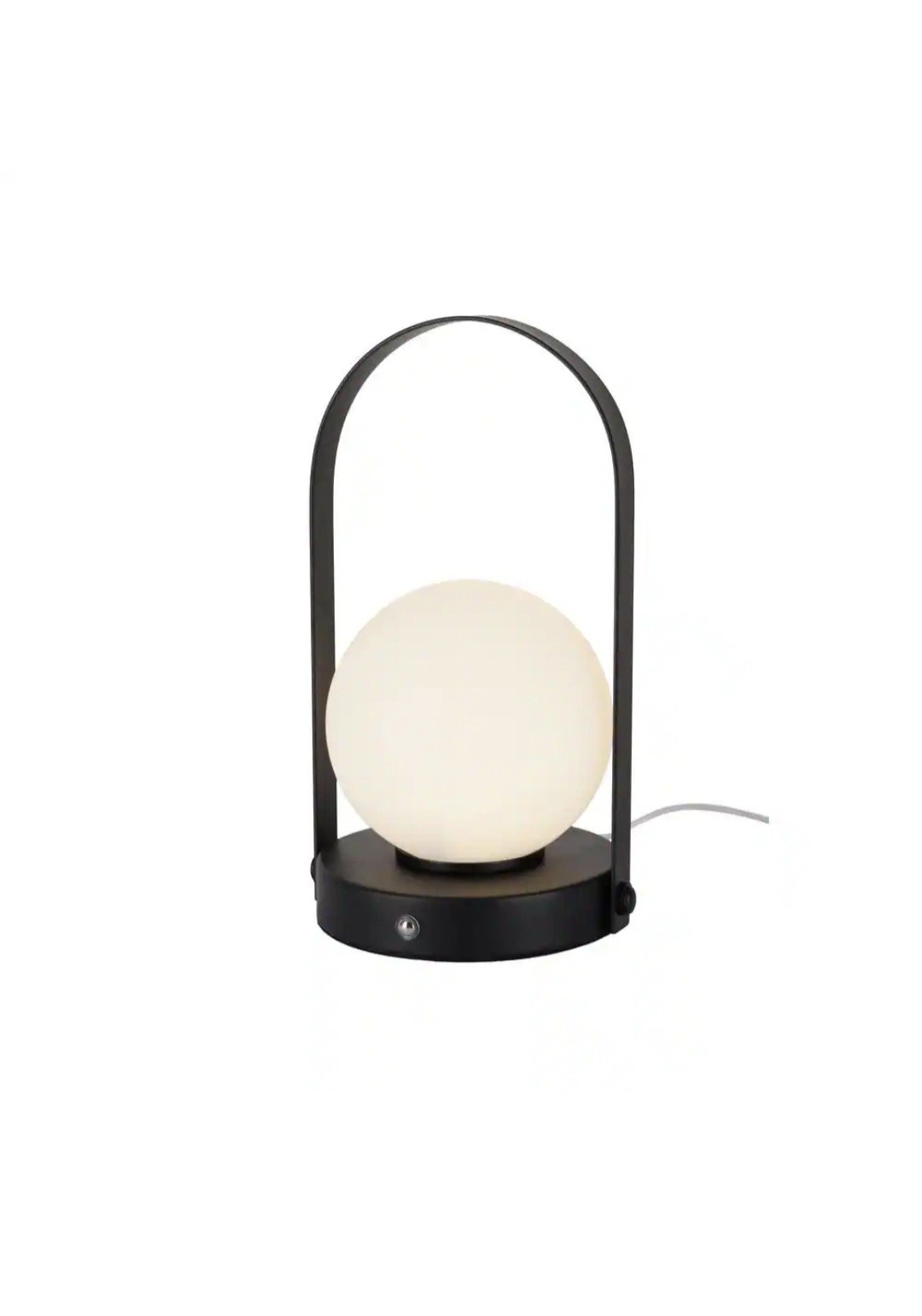 9.8 In. Black Contemporary Rechargeable 3CCT Integrated LED Globe Lamp with Hand