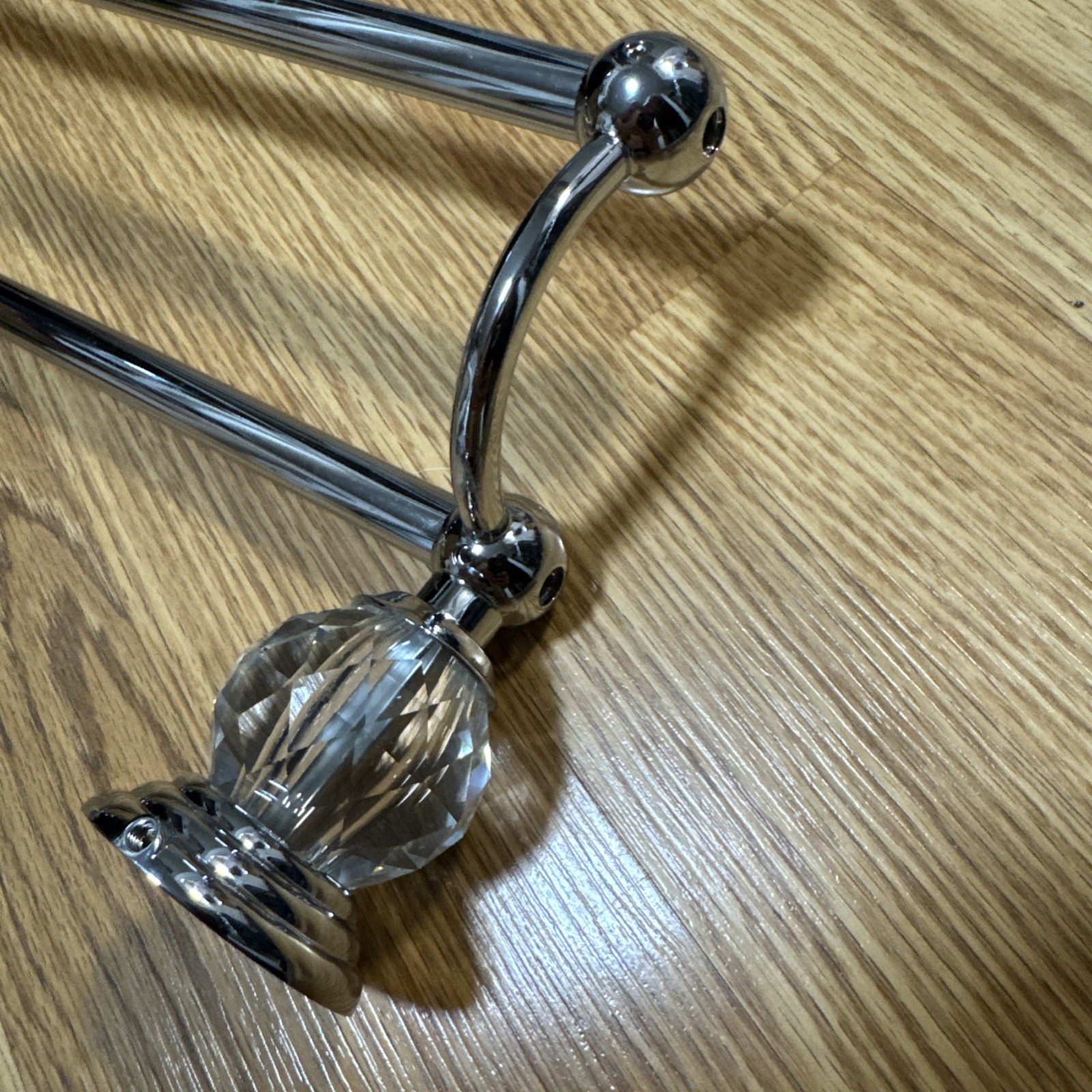 Wincase Chrome Towel Bar Adjustable Double Towel Holder Silver Crystal Bathroom