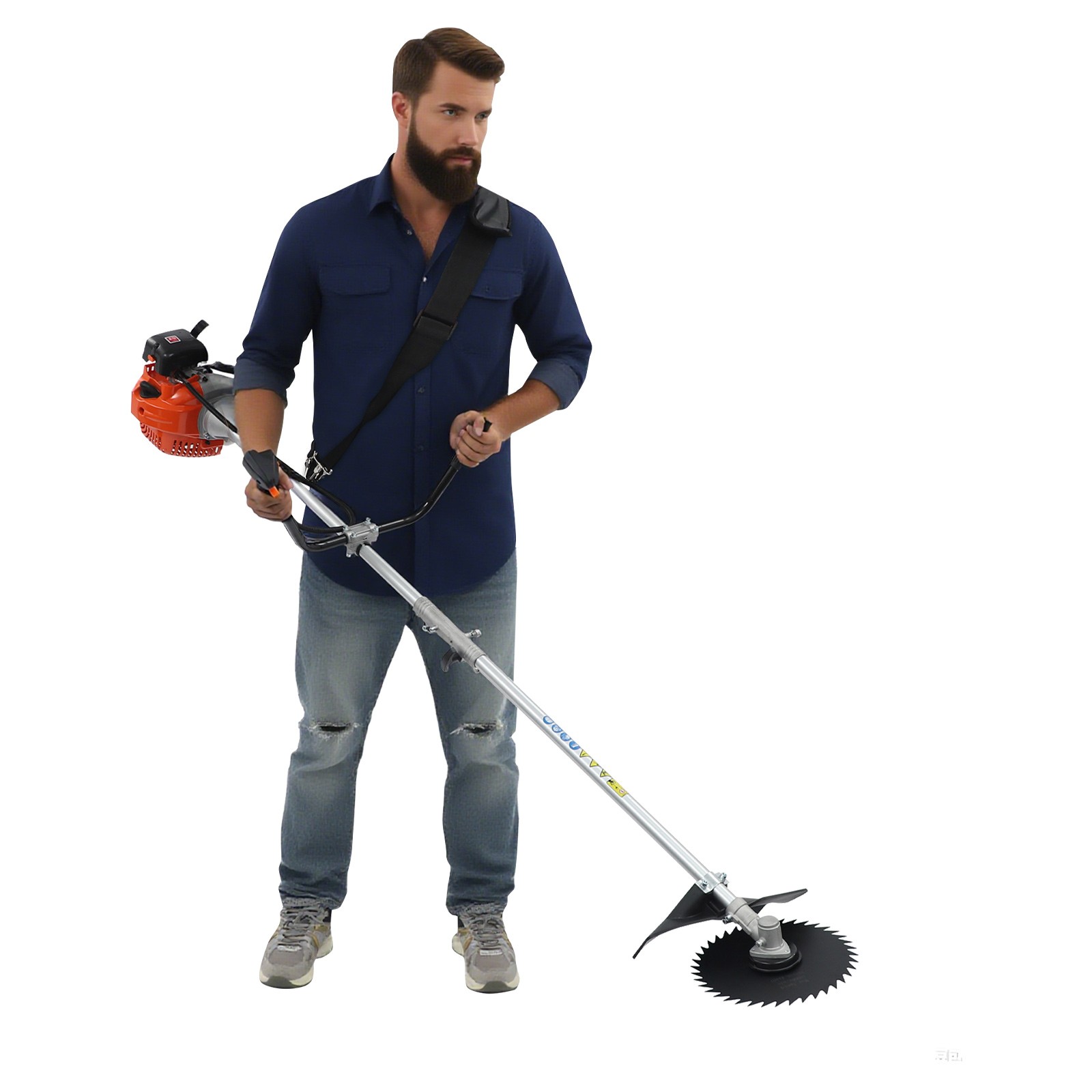 3 Heads Gas Weed Trimmer Set 2-Stroke Hedge Trimming Tools Weed Eater 42.7cc