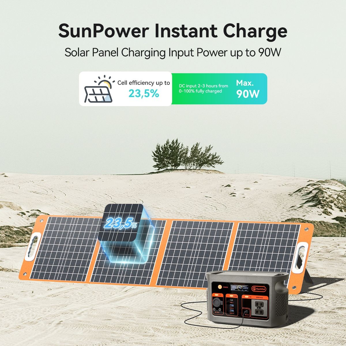Flashfish E103 300W LiFePO4 Portable Power Station Solar Generator