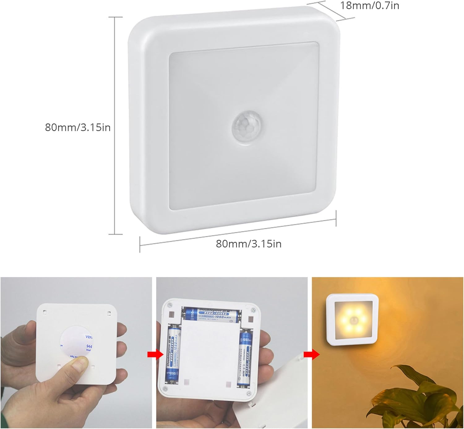 Motion Sensor LED Night Light Battery Powered Indoor Closet Cabinet Wall Cabinet