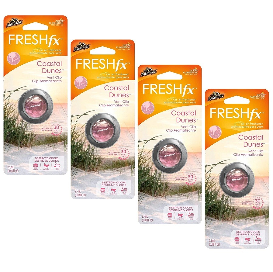4 ArmorAll Fresh FX Vent Clip Car Air Freshener Coastal Dunes 0.08 fl oz each