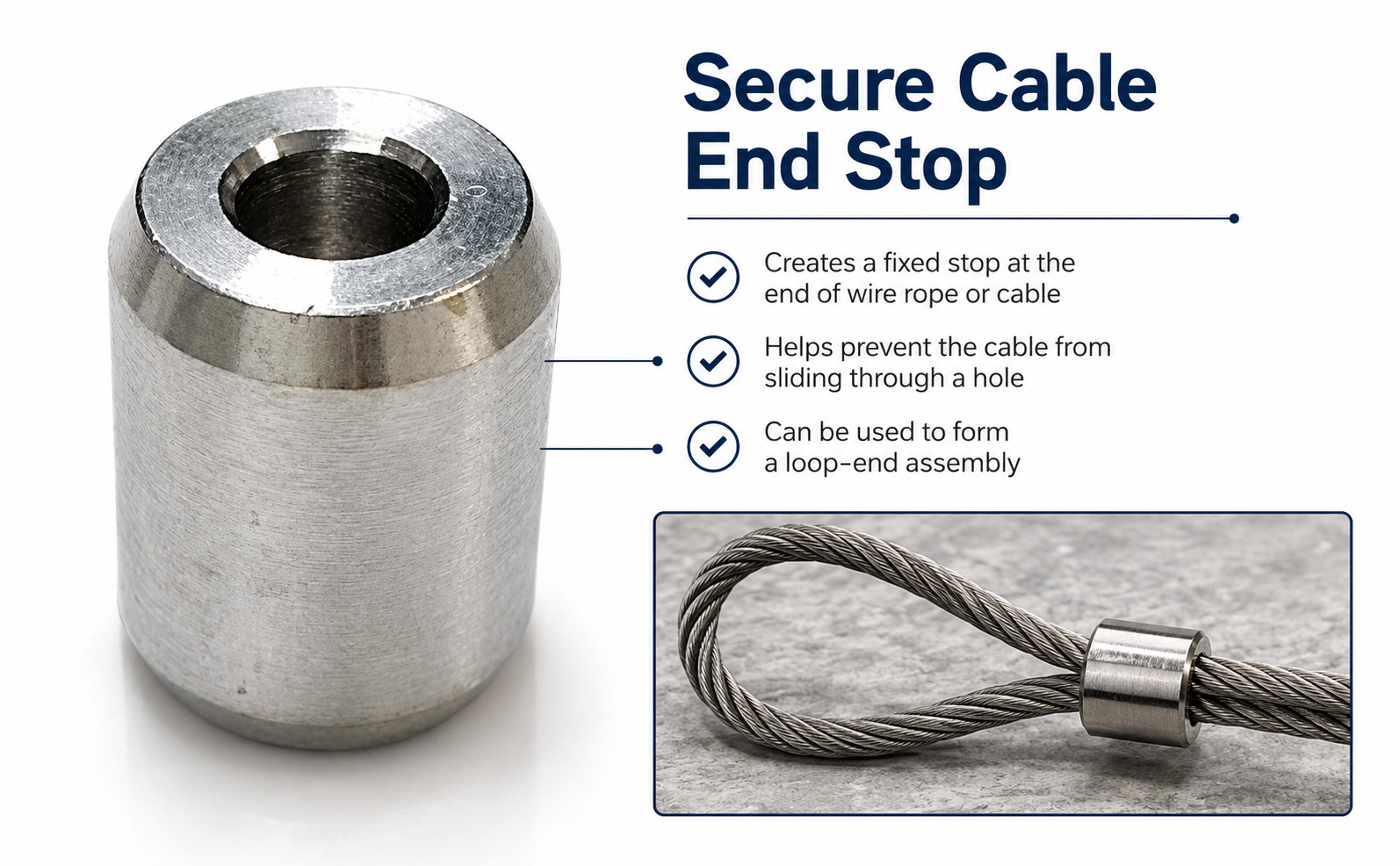 3/16″ Wire Rope Button Stop Clips Cable Ferrules Stainless Steel 316 Marine Boat