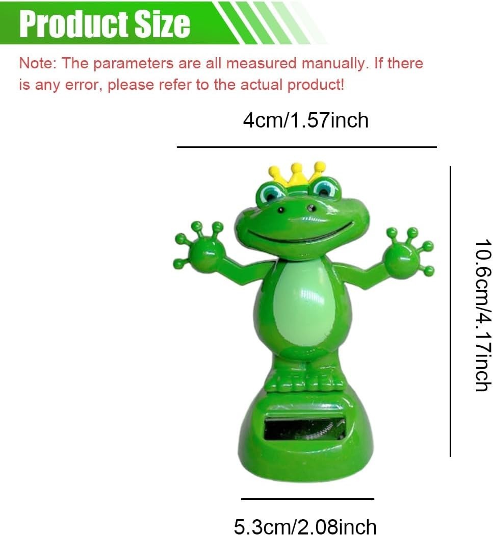 Adorable Solar-Powered Frog Car Decoration – Compact 4.17 inch Funny Accessory