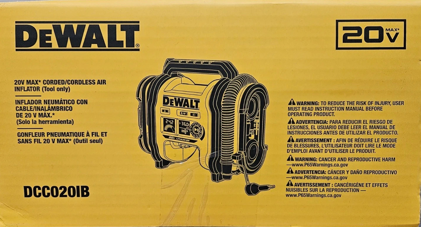 DeWALT DCC020IB 20V High-Pressure Corded Cordless Air Inflator 2025