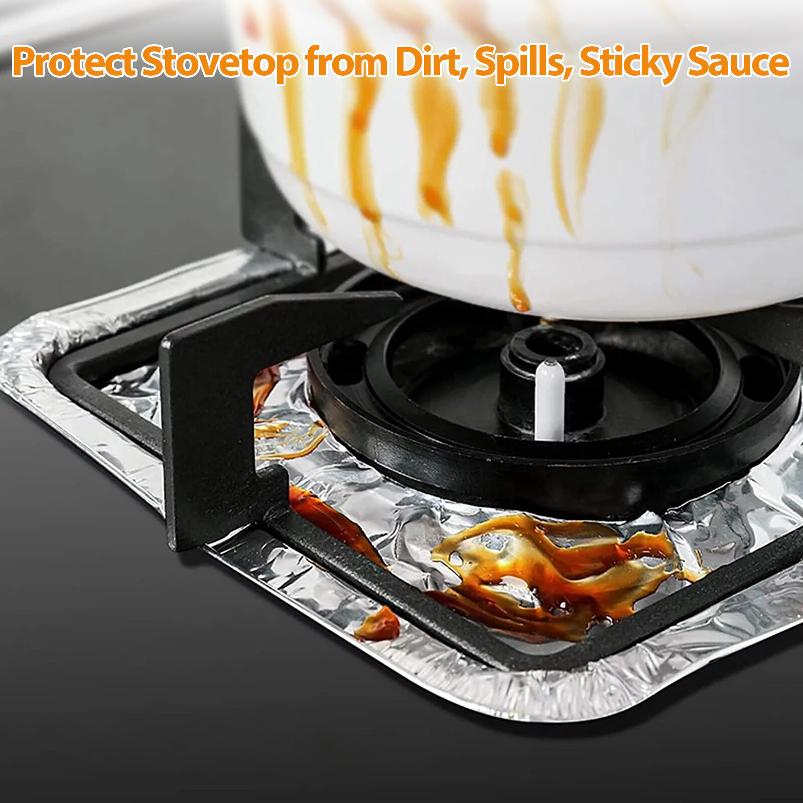 100 Pcs Disposable Aluminum Foil Square Gas Stove Burner Liners Heavy Bib Cover