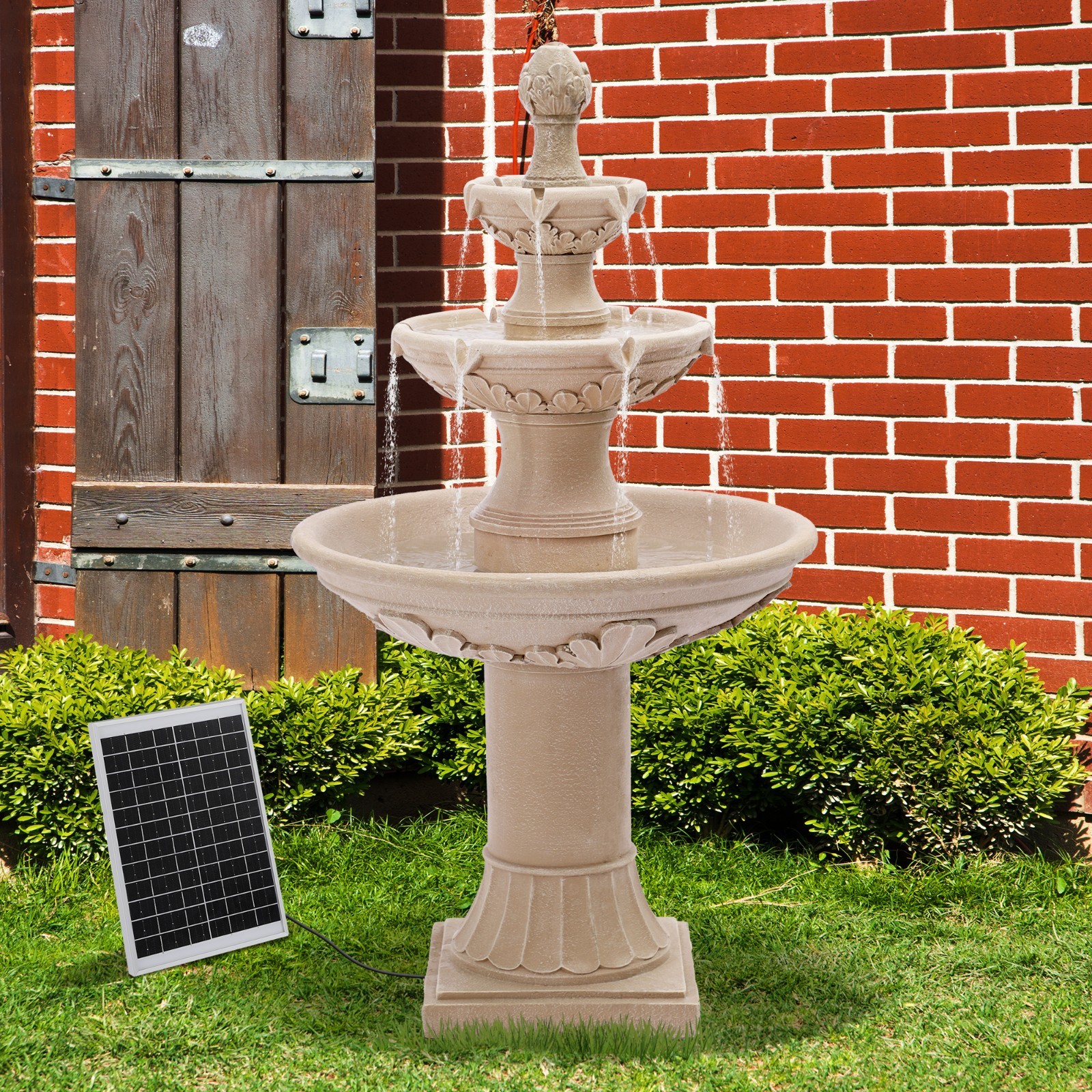 48″ High Solar Italian Feature Freestanding Water Fountain Outdoor and Indoor