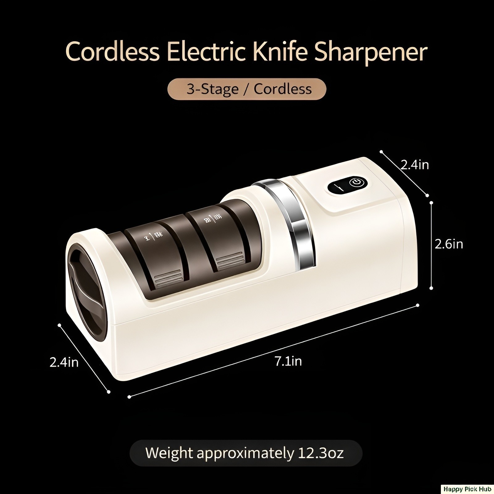 Cordless Electric Knife Sharpener 3 Stage Diamond Grinder USB Rechargeable