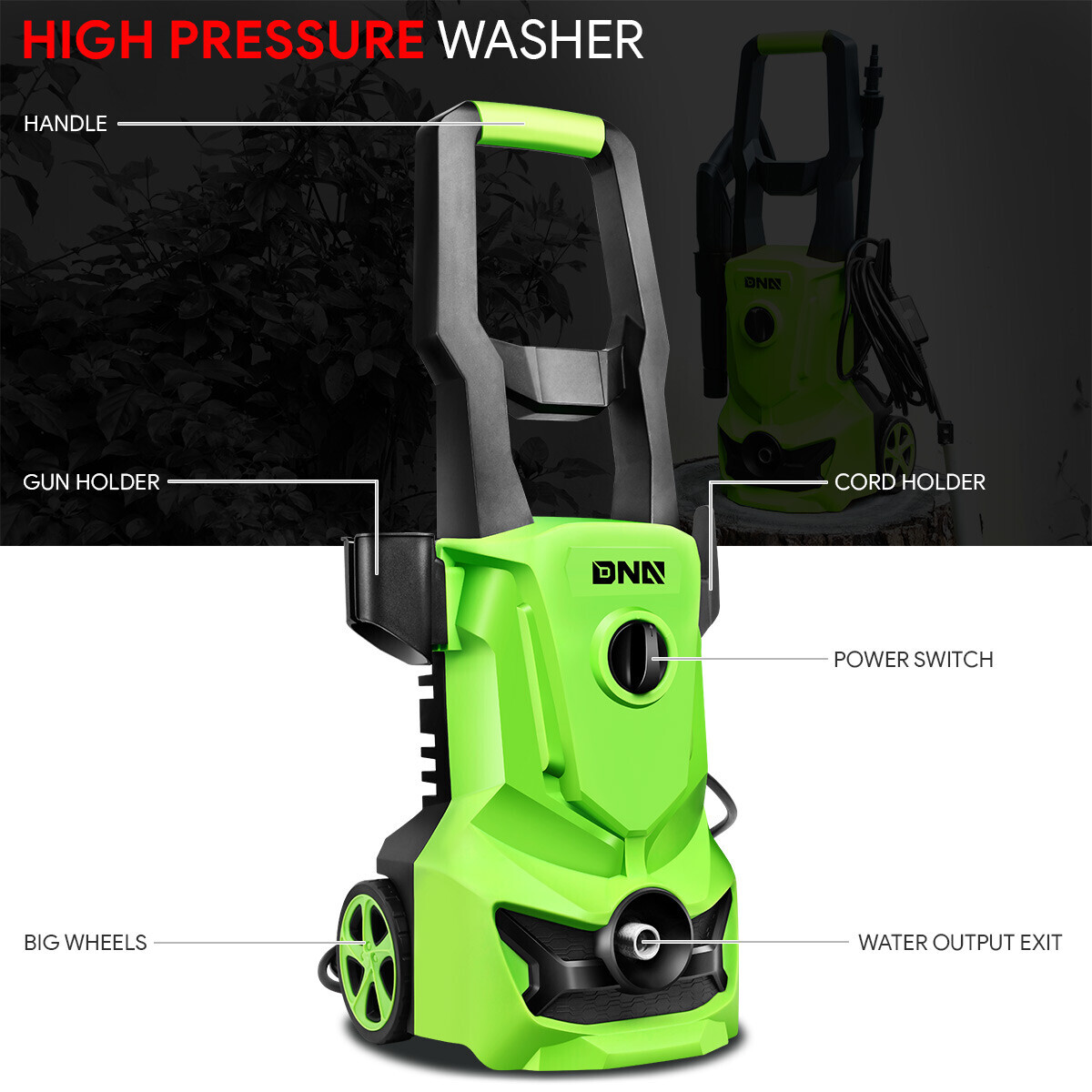 1500W 1813 PSI Pressure Washer Portable Electric Power Cleaner Machine 1.45 GPM