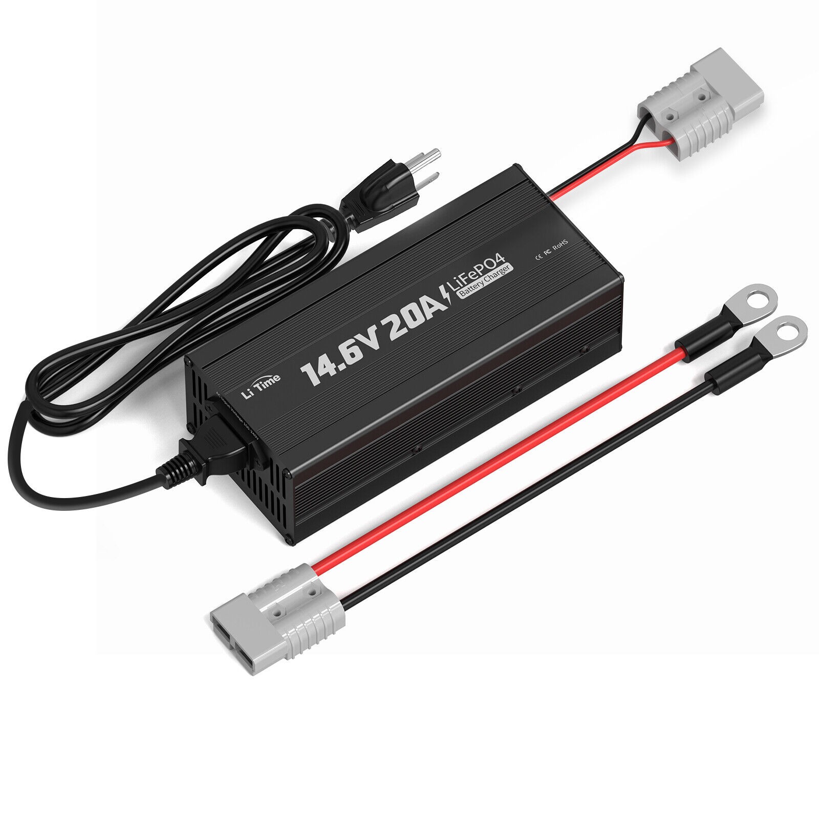 LiTime 14.6V 20A AC-DC Charger for 12V Lithium LiFePO4 Battery-Refurbished