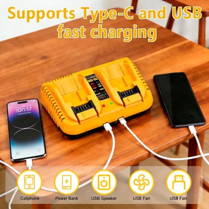 For DCB102 Dewalt 12V 20V Max Dual Fast Charger DCB203 DCB204 DCB609 DCB124