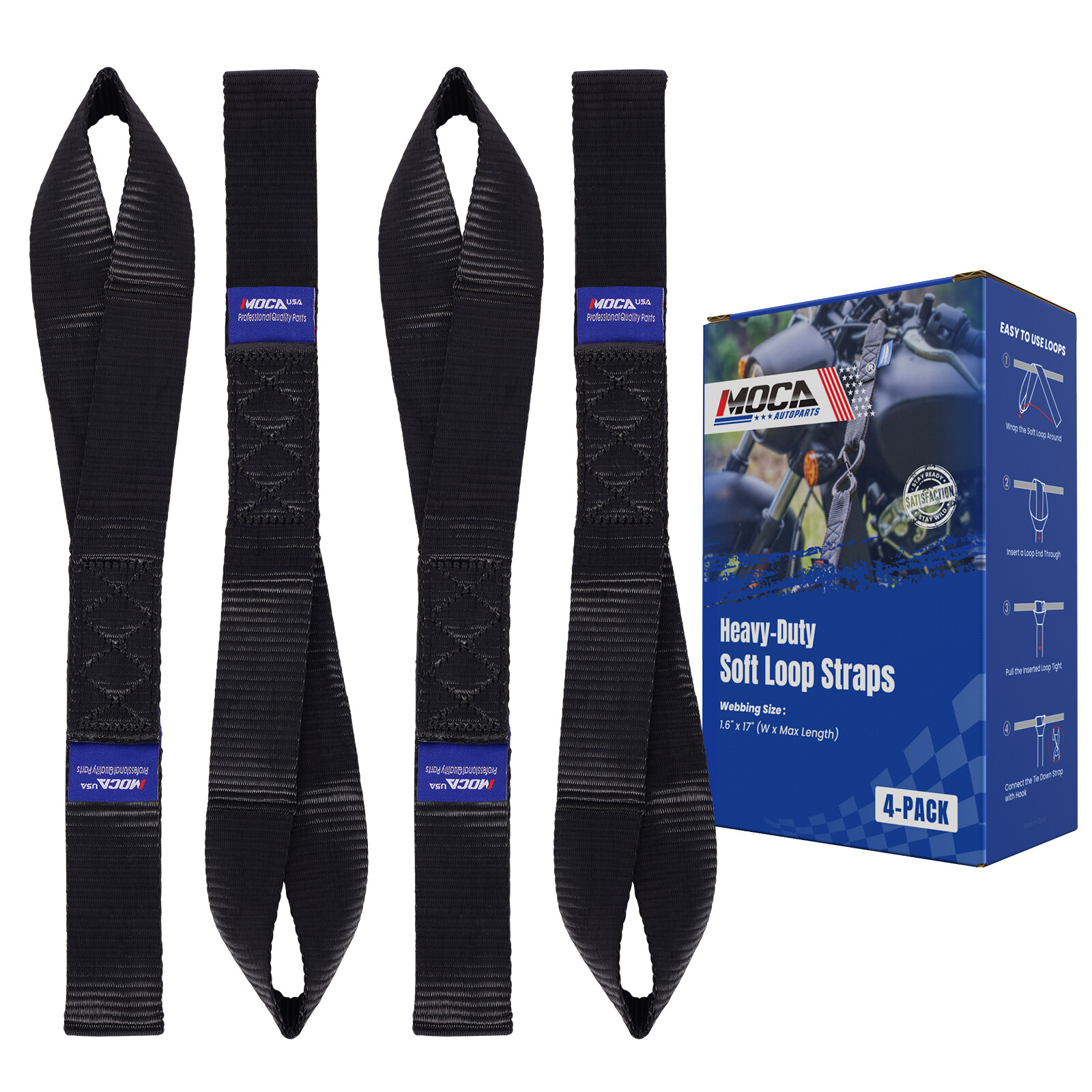 Heavy Duty Tie Down Kit – 10643 Lbs Breaking Strength Tie Down Straps 1.6″ x 17′