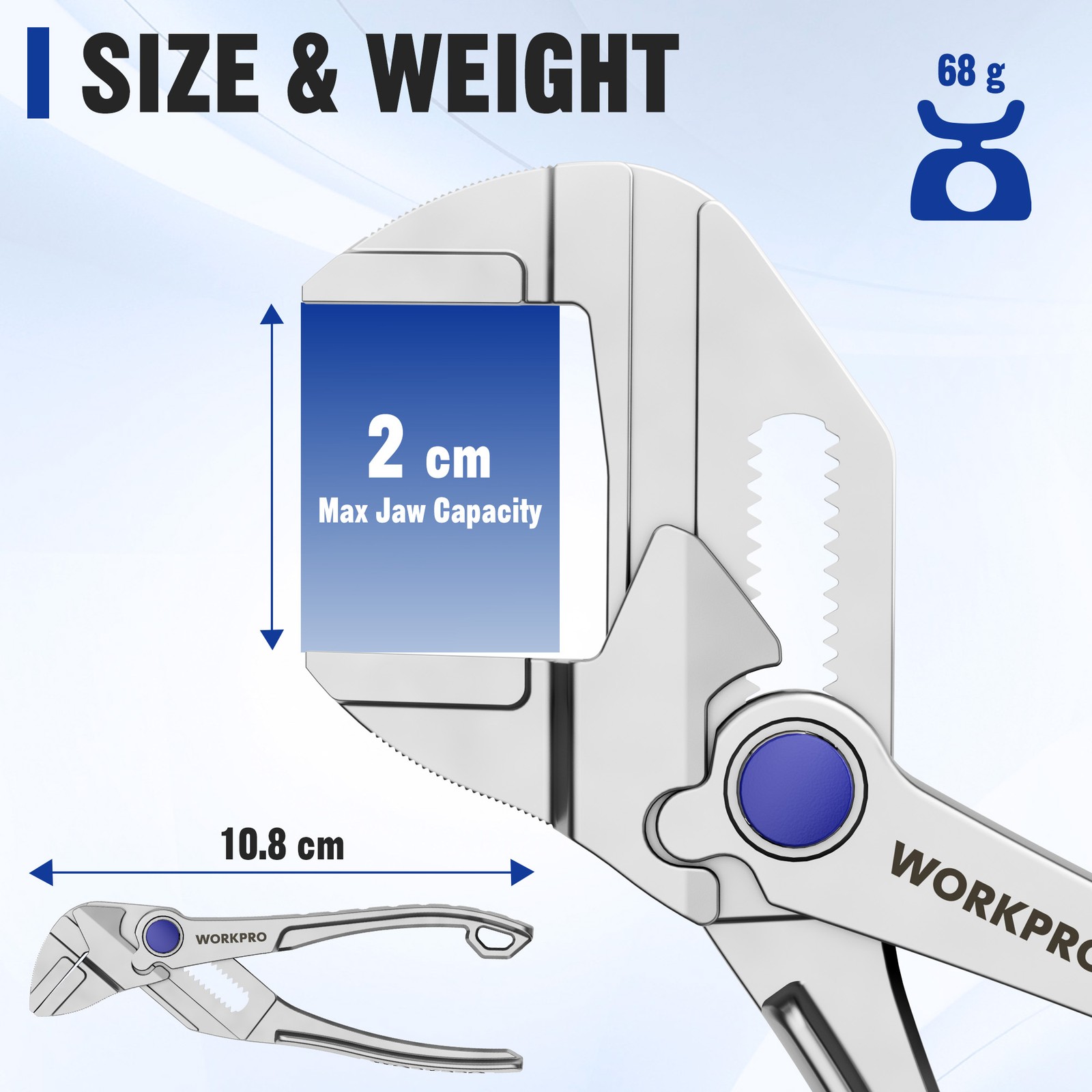 WORKPRO Mini Pliers Wrench 4Inch Smooth Jaw Pliers Alloy Steel Adjustable Wrench