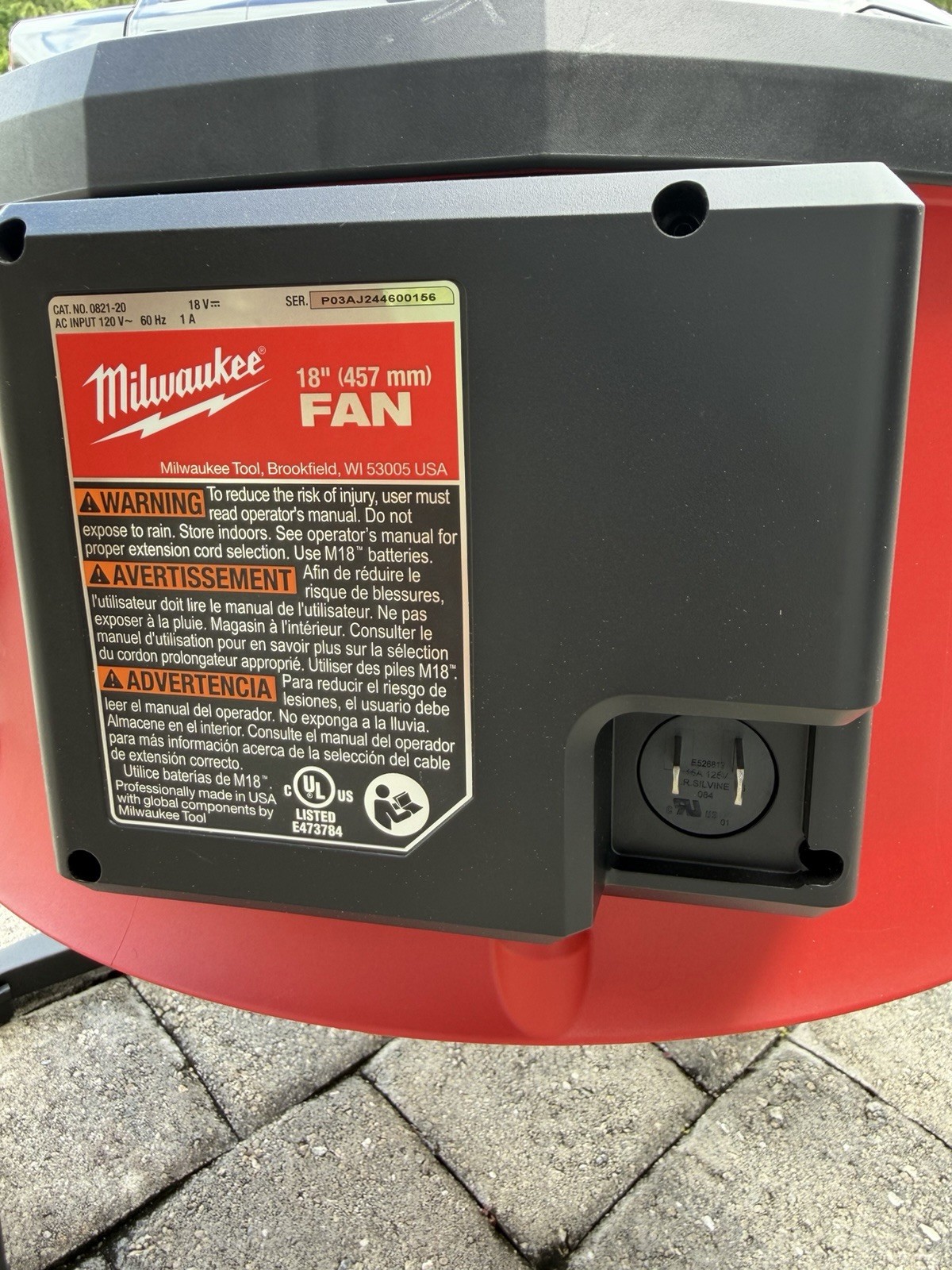 2 Milwaukee M18 18″ Portable Fan Adjustable Tilt/Head Battery/Corded 0821-20