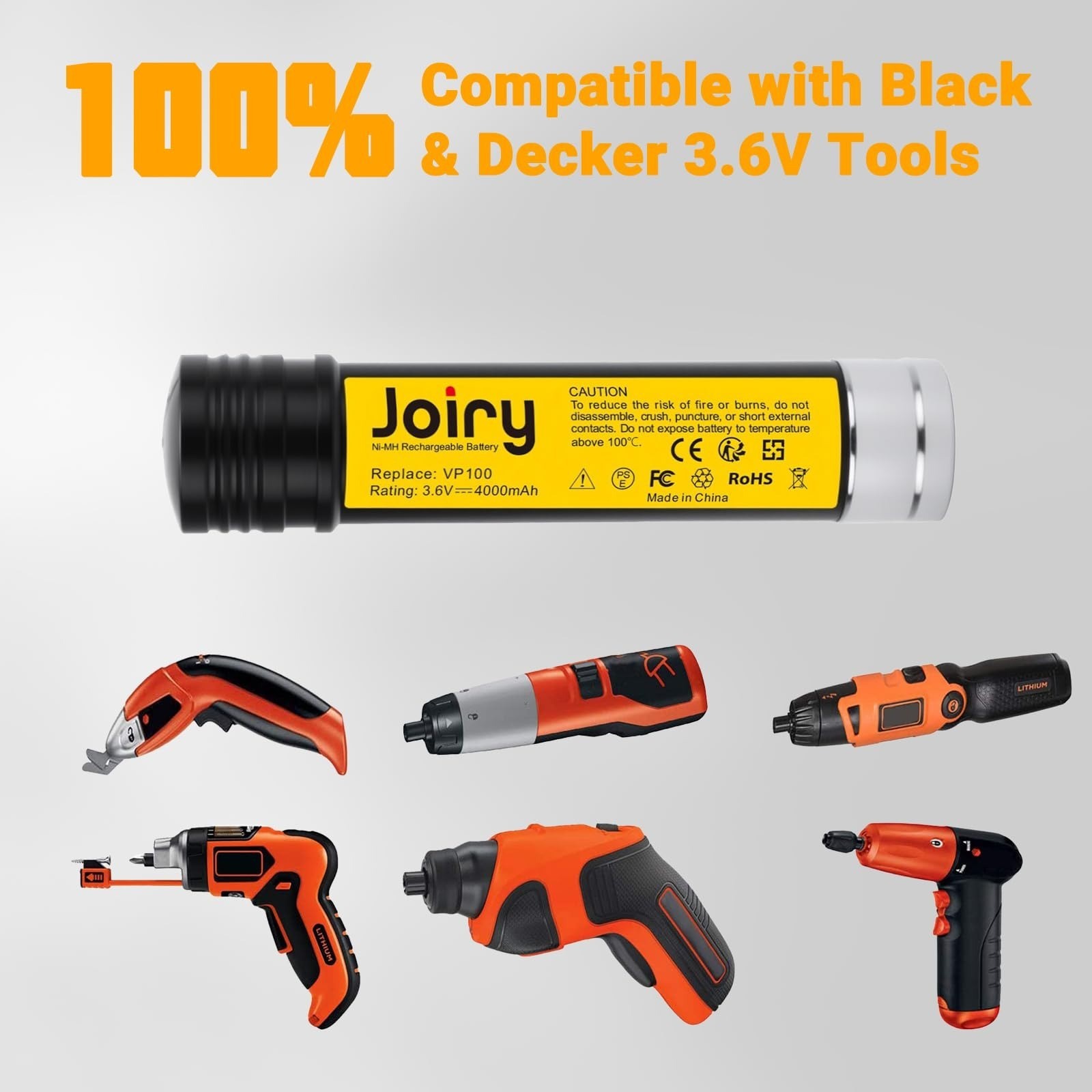 Joiry 3.6V 4000mAh Ni-MH Replacement Battery for Black & Decker 2-Pack