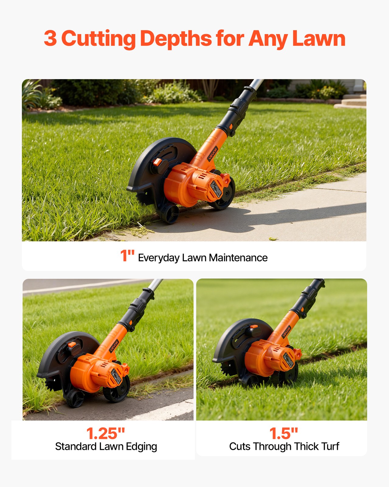 VEVOR Lawn Edger Battery Powered Cordless Edger Lawn Tool 8.8-inch Blade Length