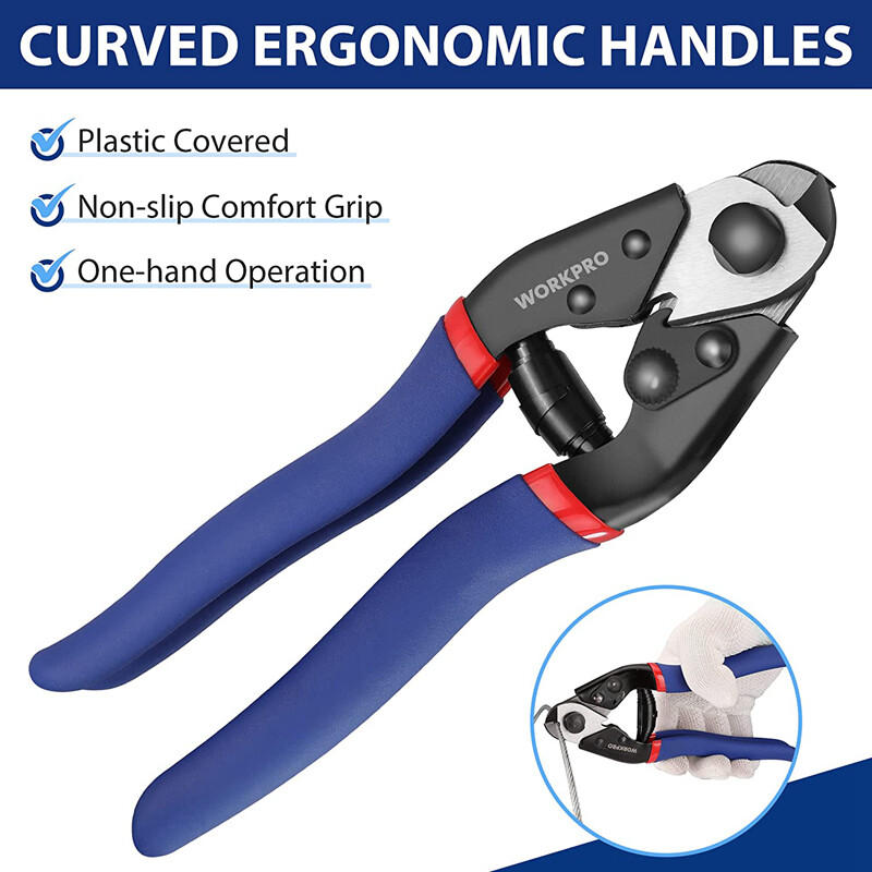 WORKPRO 7.5″ Cable Cutter Heavy Duty Wire Rope Cutter Chrome Vanadium Steel Jaws