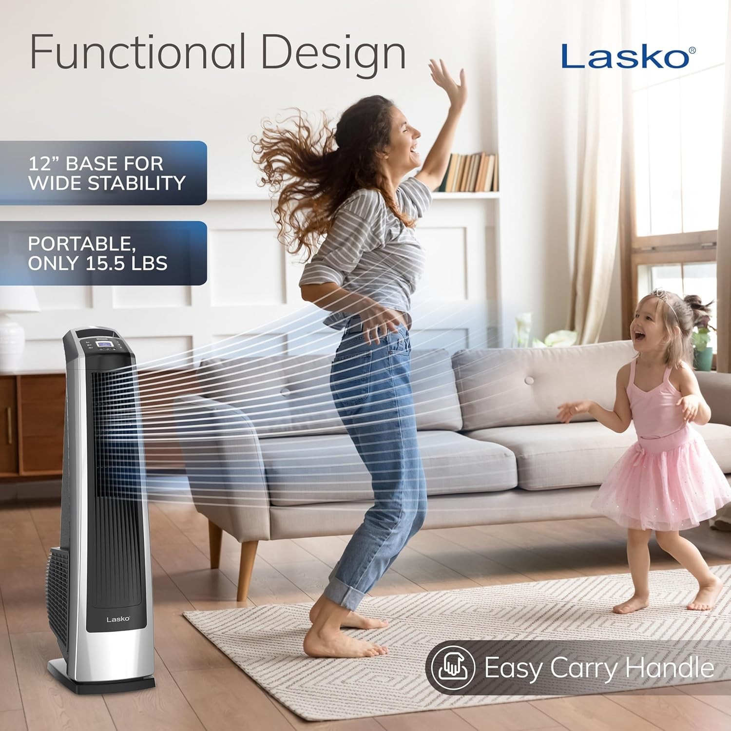 High Velocity Oscillating Tower Fan for Bedroom Garage Basement with Remote
