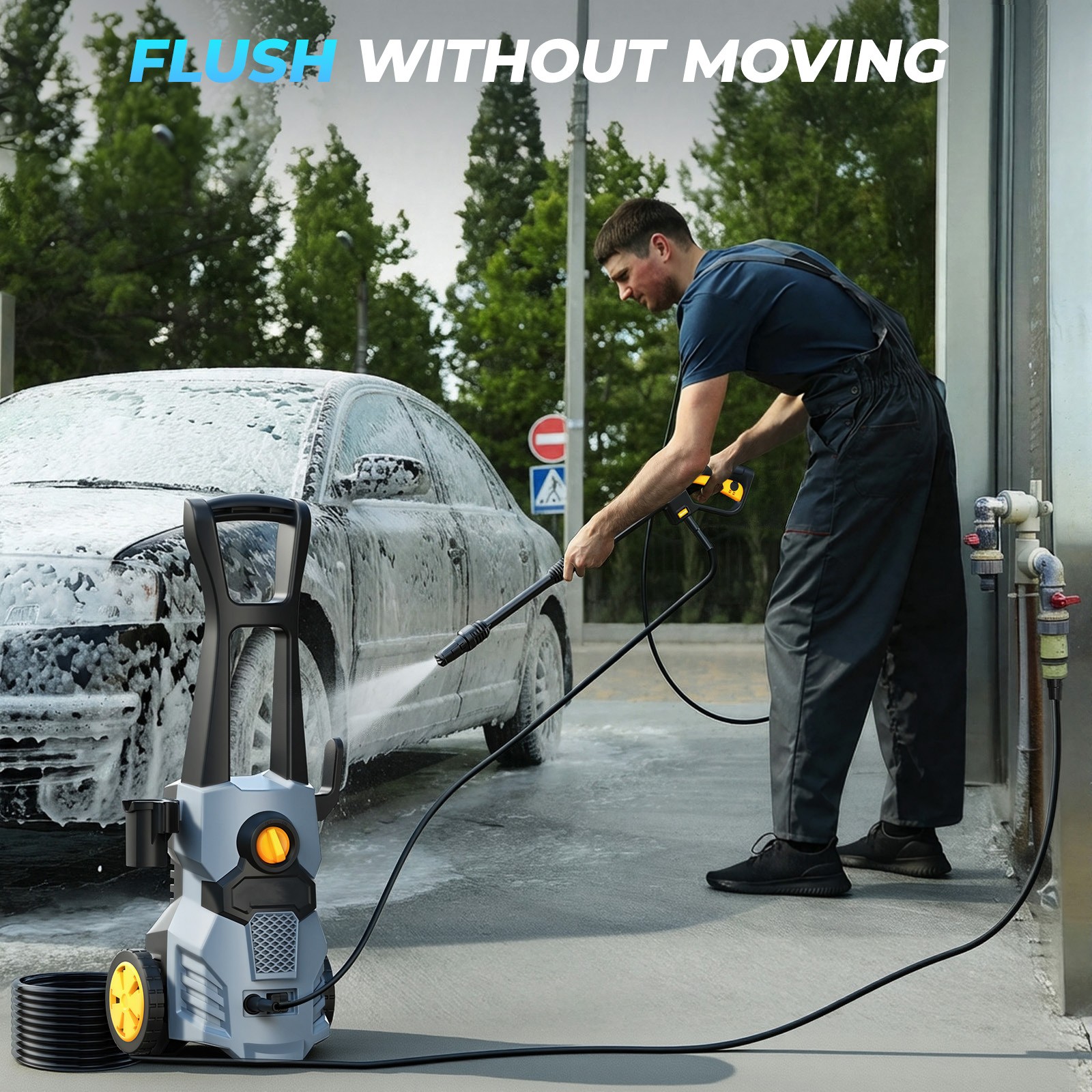 Electric Pressure Washer 1500W High Pressure Washer Portable with 4 in 1 Nozzle