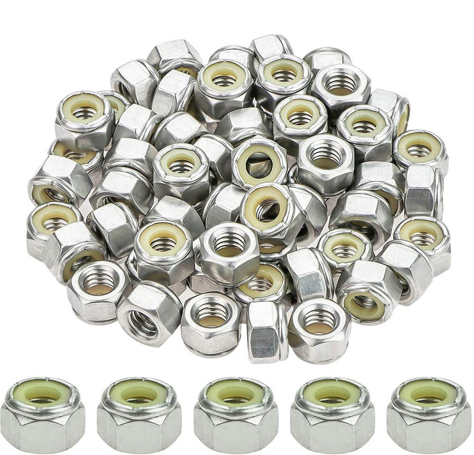60 Pieces 5/16″-18 Nylon Insert Hex Lock Nuts, 304 Stainless Steel