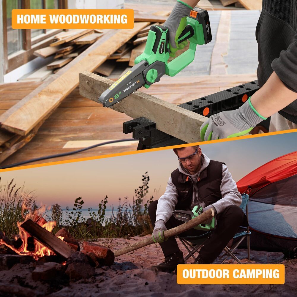 WORKPROX 20V 2.0Ah Cordless 6-inch Mini Chainsaw Electric Chain Saw Pruning Saws