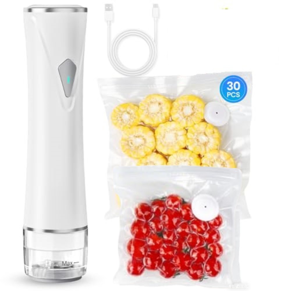 Preserve Compact Vacuum Sealer, Vacuum Sealer Machine + 30 Reusable Vacuum Bags