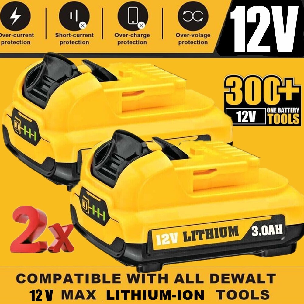 2 PACK For Dewalt DCB122 2.0Ah 12V 12 Volt Max Lithium Ion Battery DCB120 DCB124