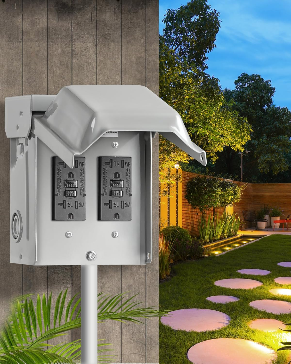 Outdoor Outlet Box, Waterproof Outdoor Electrical Outlet Box, Dual 20 Amp WRTR G