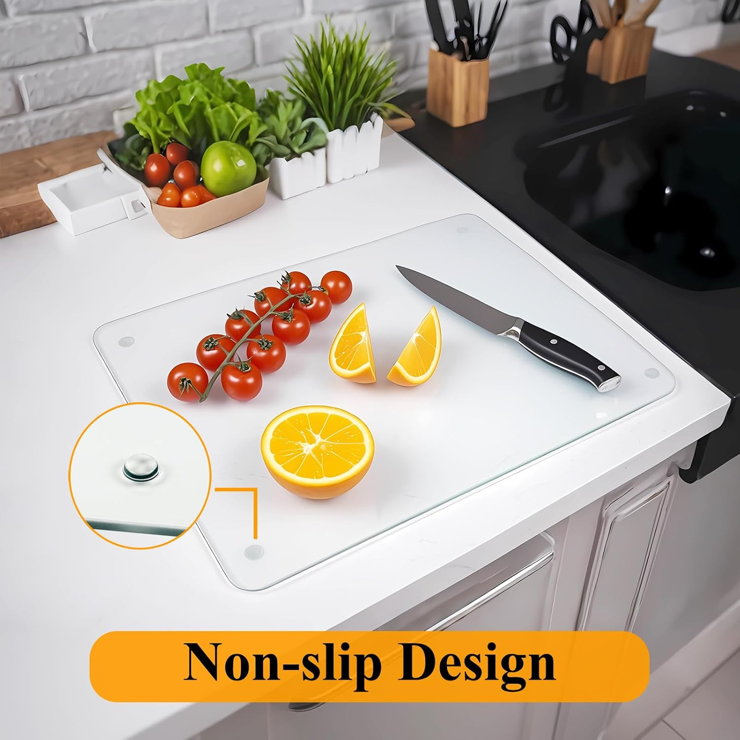 Tempered Glass Cutting Board for Kitchen, 12 X 16 Inch Clear Cutting Board with