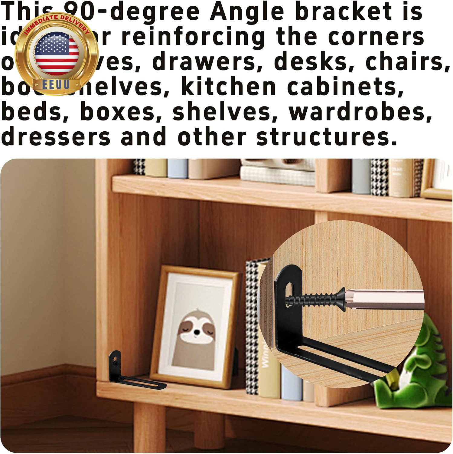 10 PCS Adjustable L Brackets, Heavy Duty Corner Brace Iron 90 Degree Brackets, S