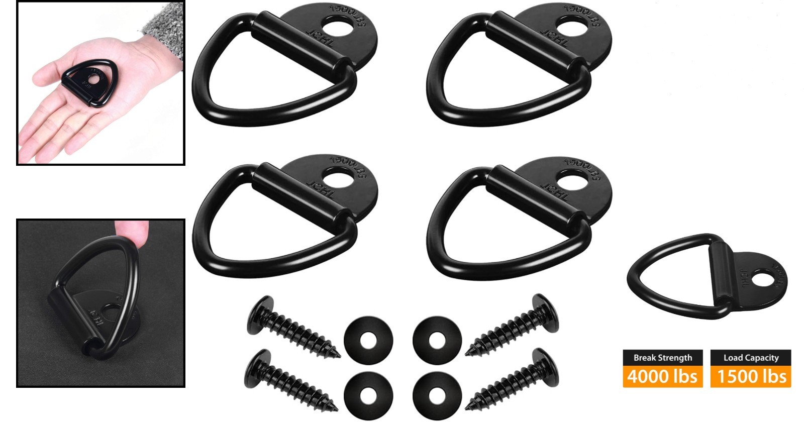 Alloy Steel V-Ring Tie-Down Anchors, 4PCS – 1500 lb Capacity for Versatile Use