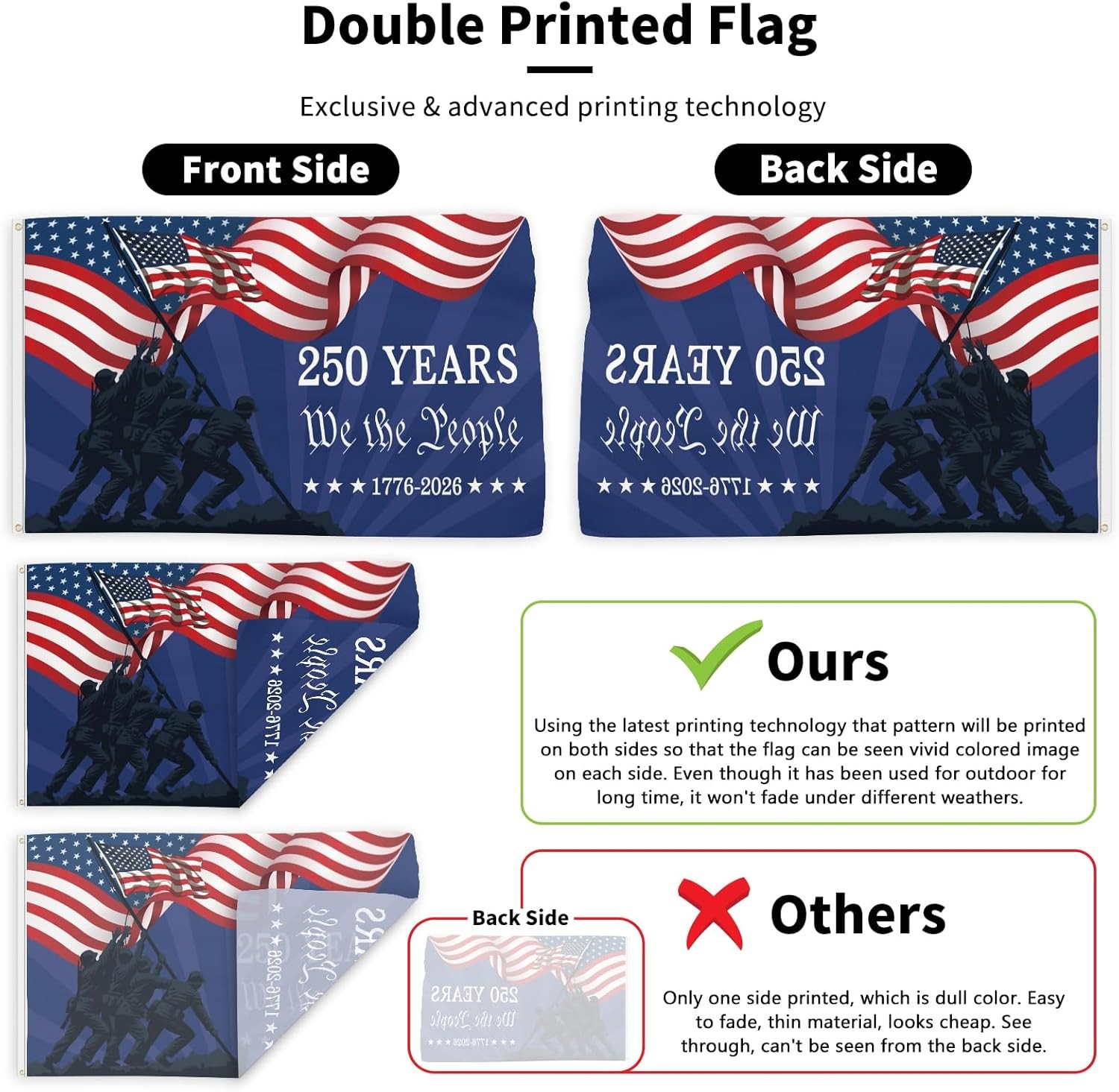 250 Anniversary Flag 3X5 Ft 250 Years Semiquincentennial We the People 1776-2026