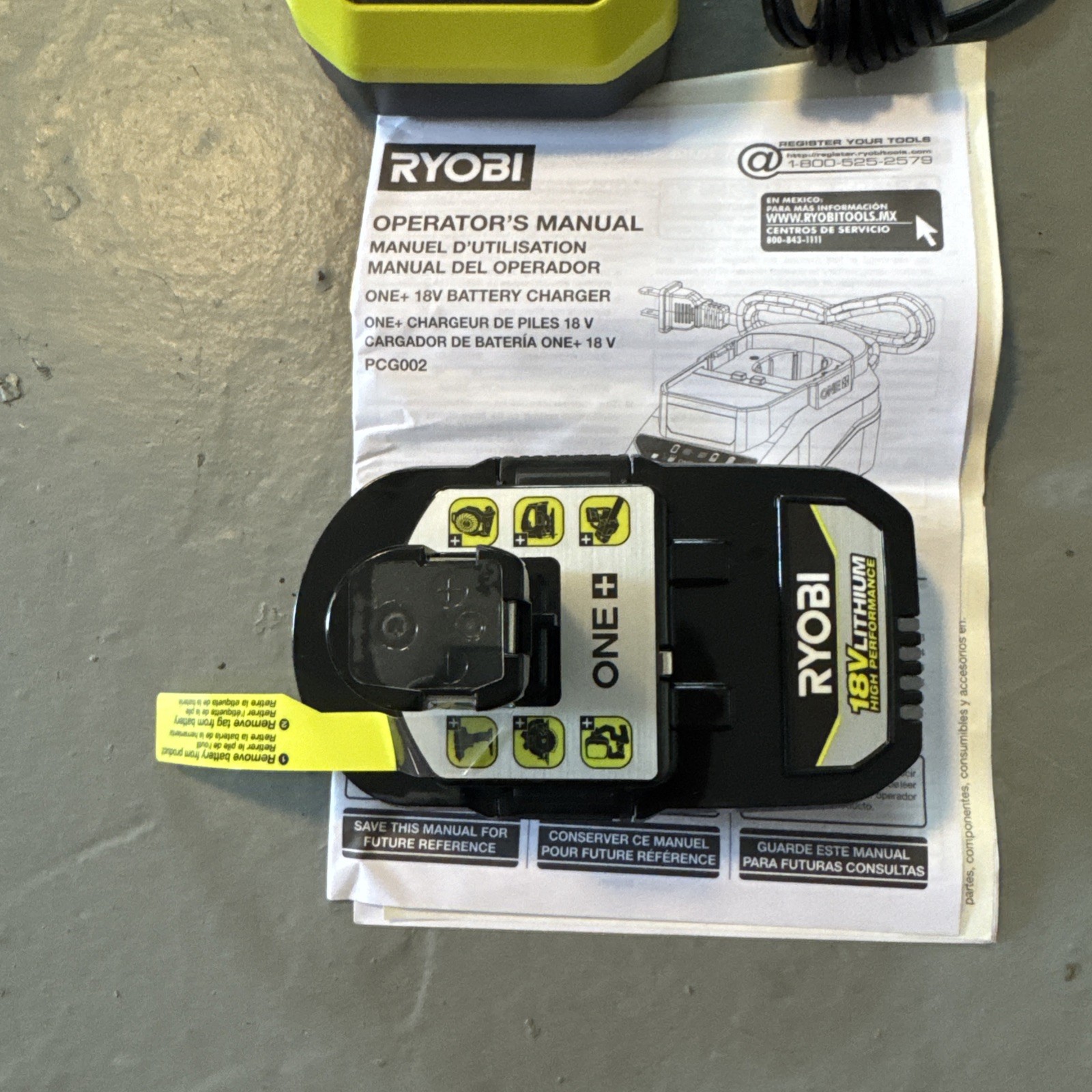 Ryobi ONE+ 18V 2Ah High Performance Lithium Battery PBP003 + PCG002 Charger Kit