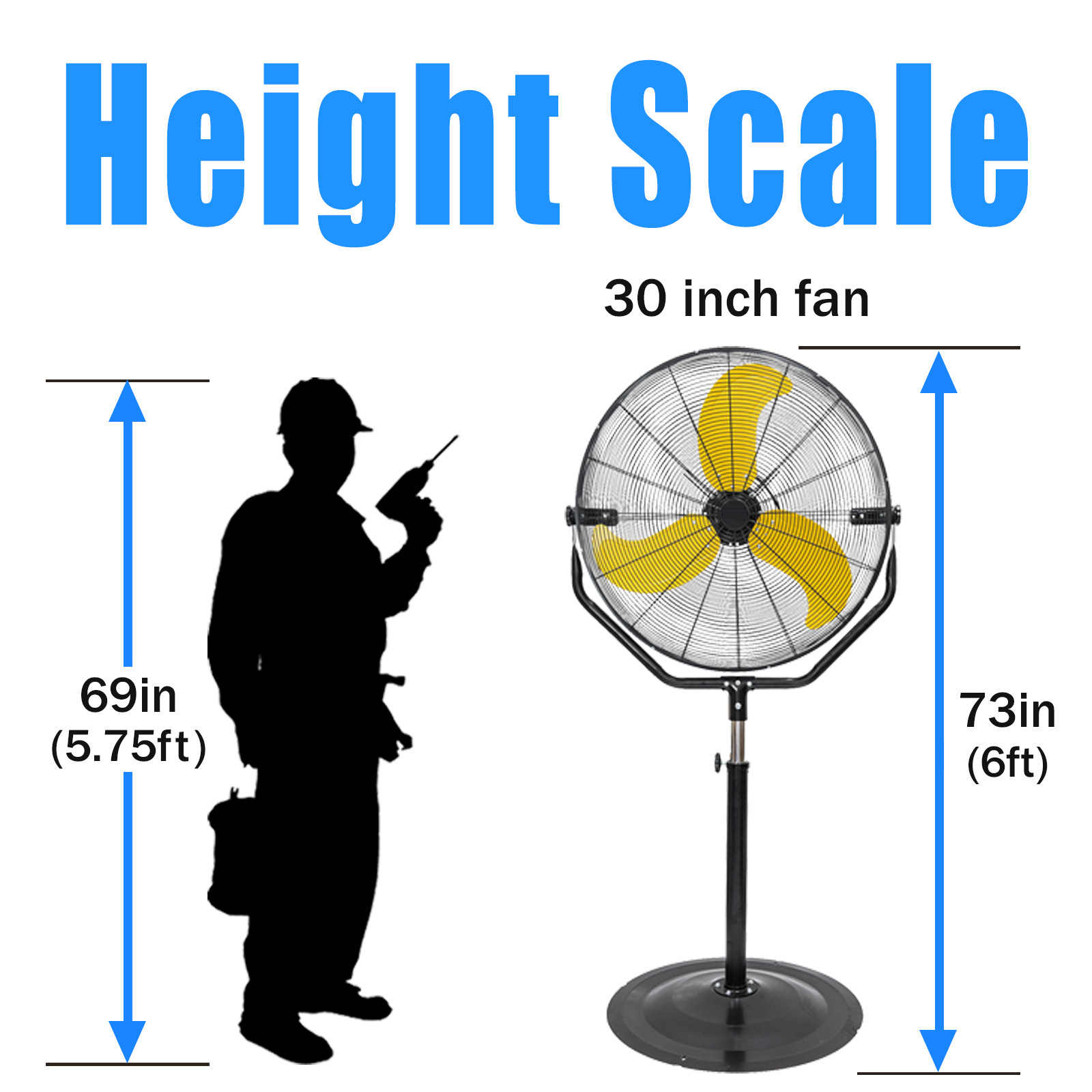 30″ Pedestal Fan, Powerful Heavy Duty, Commercial Fan for Warehouses, Factories