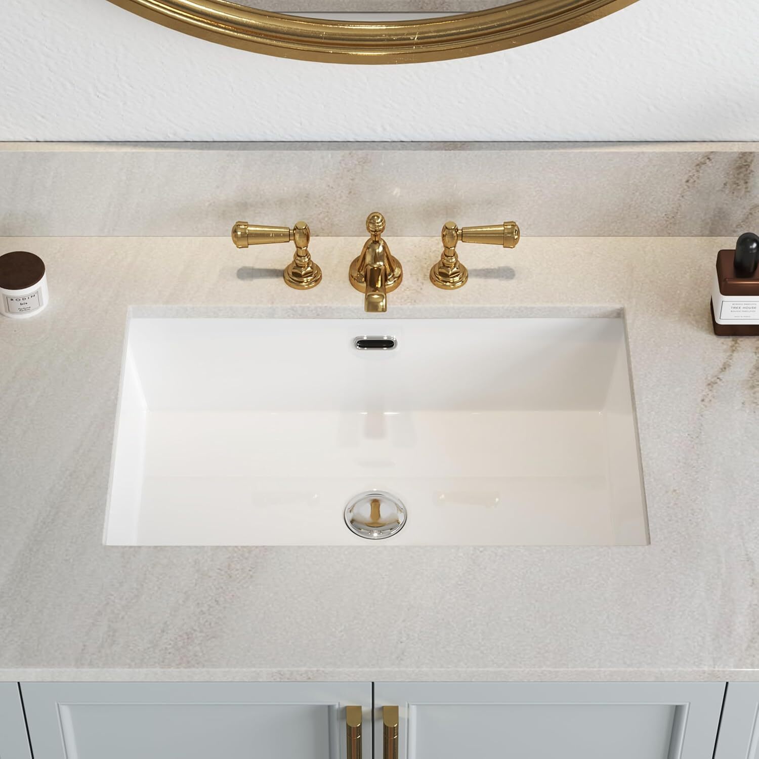 24” Rectrangle Undermount Vitreous Ceramic Lavatory Vanity Bathroom Sink White