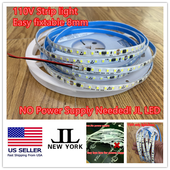 Ultrathin 110V LED Strip light.No Powersupply Needed!Easy Fix! Waterproof!