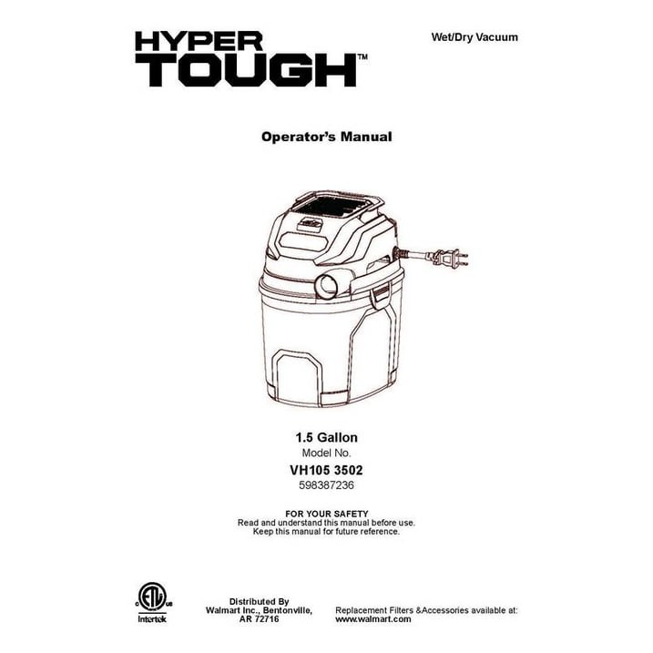 1.5gal 2 HP Wet/Dry Vacuum