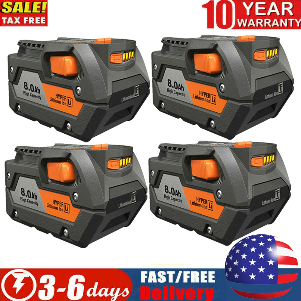 4 PACK For Ridgid 18V R840085 8.0Ah Lithium-ion Battery Rigid 18Volt R840087
