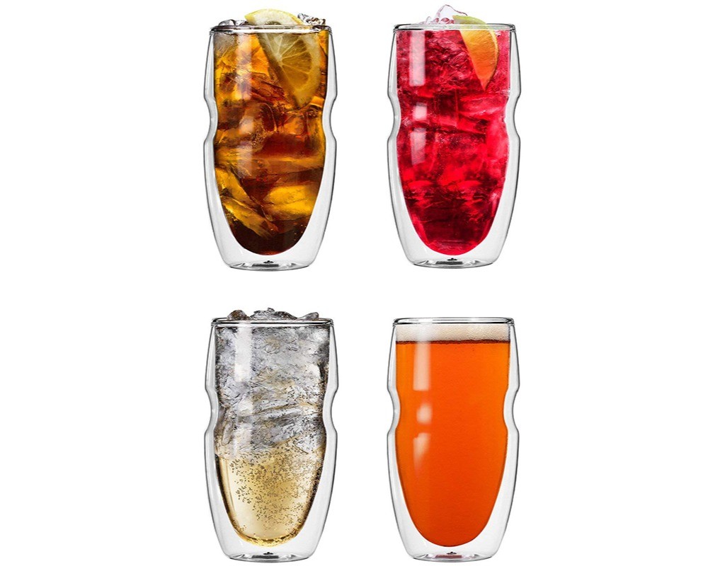 Ozeri Serfino Double Wall Thermal Insulated 16oz Glasses (Sets of 2, 4, or 6)