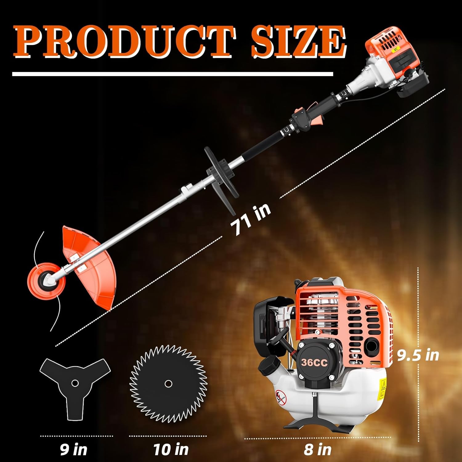 36cc 3 in 1 Brush Cutter 2-Stroke Weed Eater Wacker Gas Powered String Trimmer