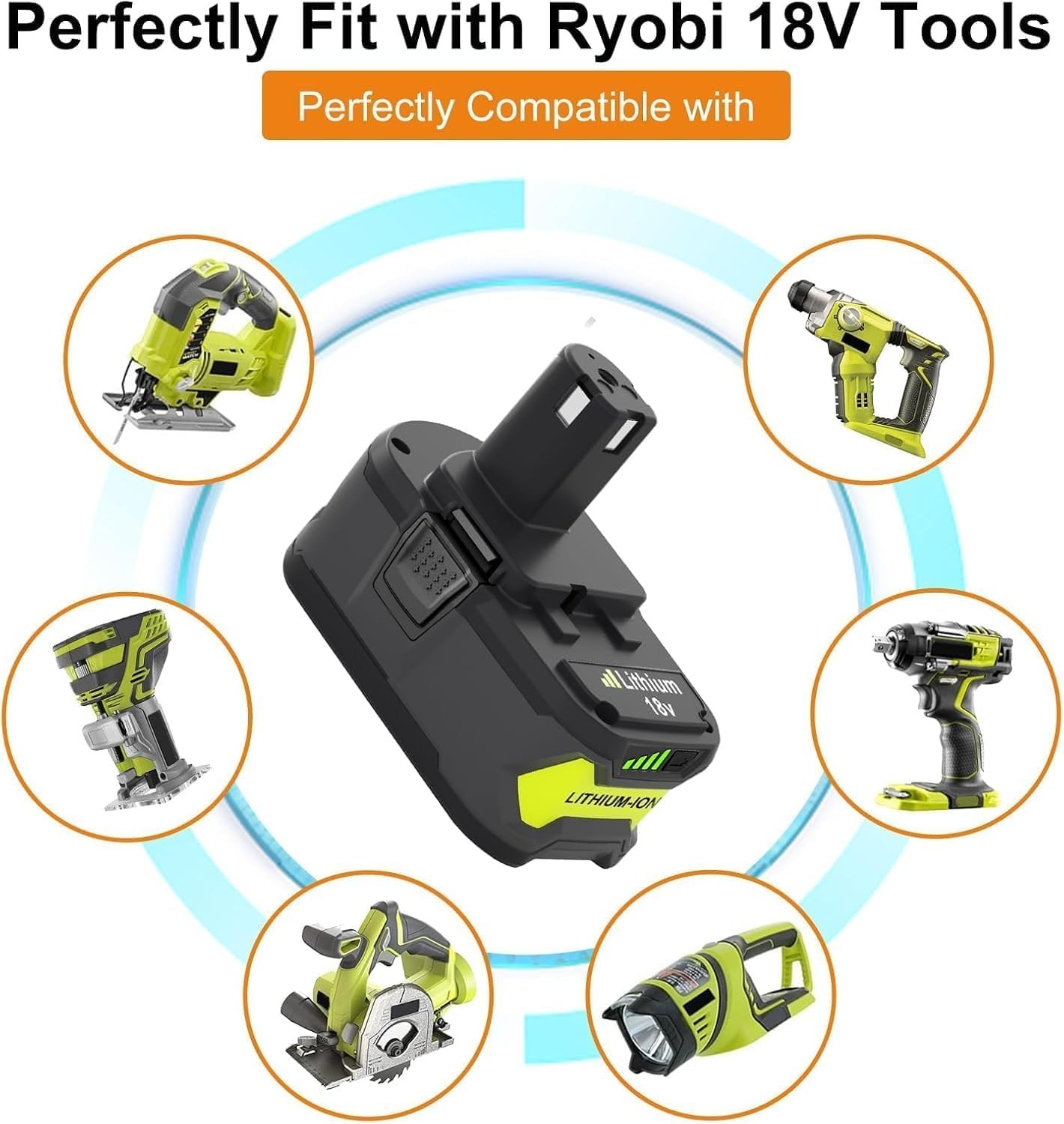 Topbatt Upgraded 2Pack 8000Mah Replacement For Ryobi 18V 8.0Ah Battery
