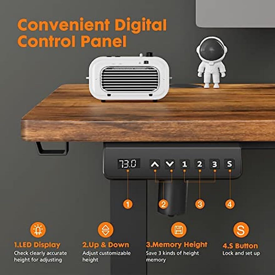 40-63 Inch Electric Height Adjustable Desk Home Office Standing Computer Table