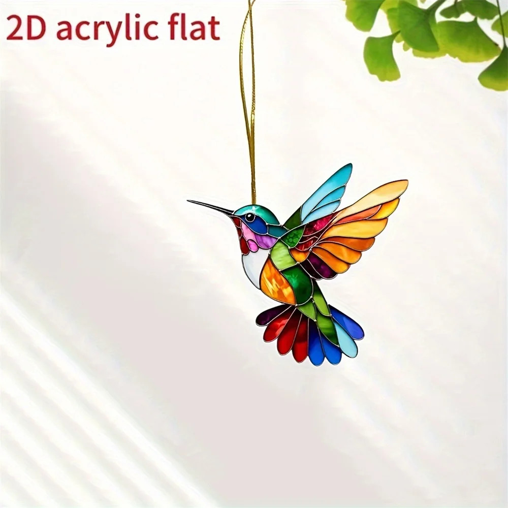 8cm Acrylic 2D Hummingbird Wind Chime Suncatcher Home Garden Decor