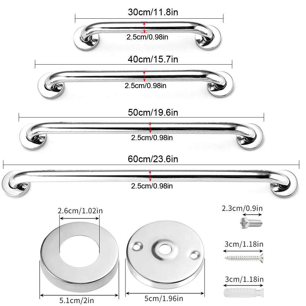304 Stainless Steel Bathroom Grab Bar Shower Handle Grab for Bathtubs & Showers